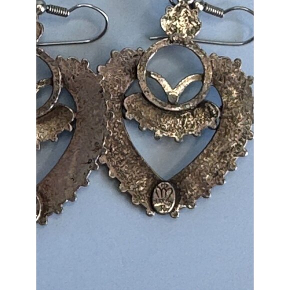 Vintage Southwestern Silver Tone Block Turquoise Earrings by Sancrest Jewelry - Picture 8 of 10